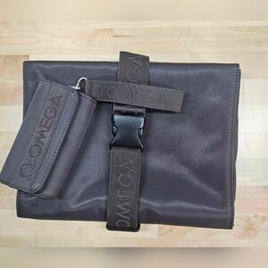 Omega Black Travel Crossbody Pouch with Branded Strap and Detachable Case